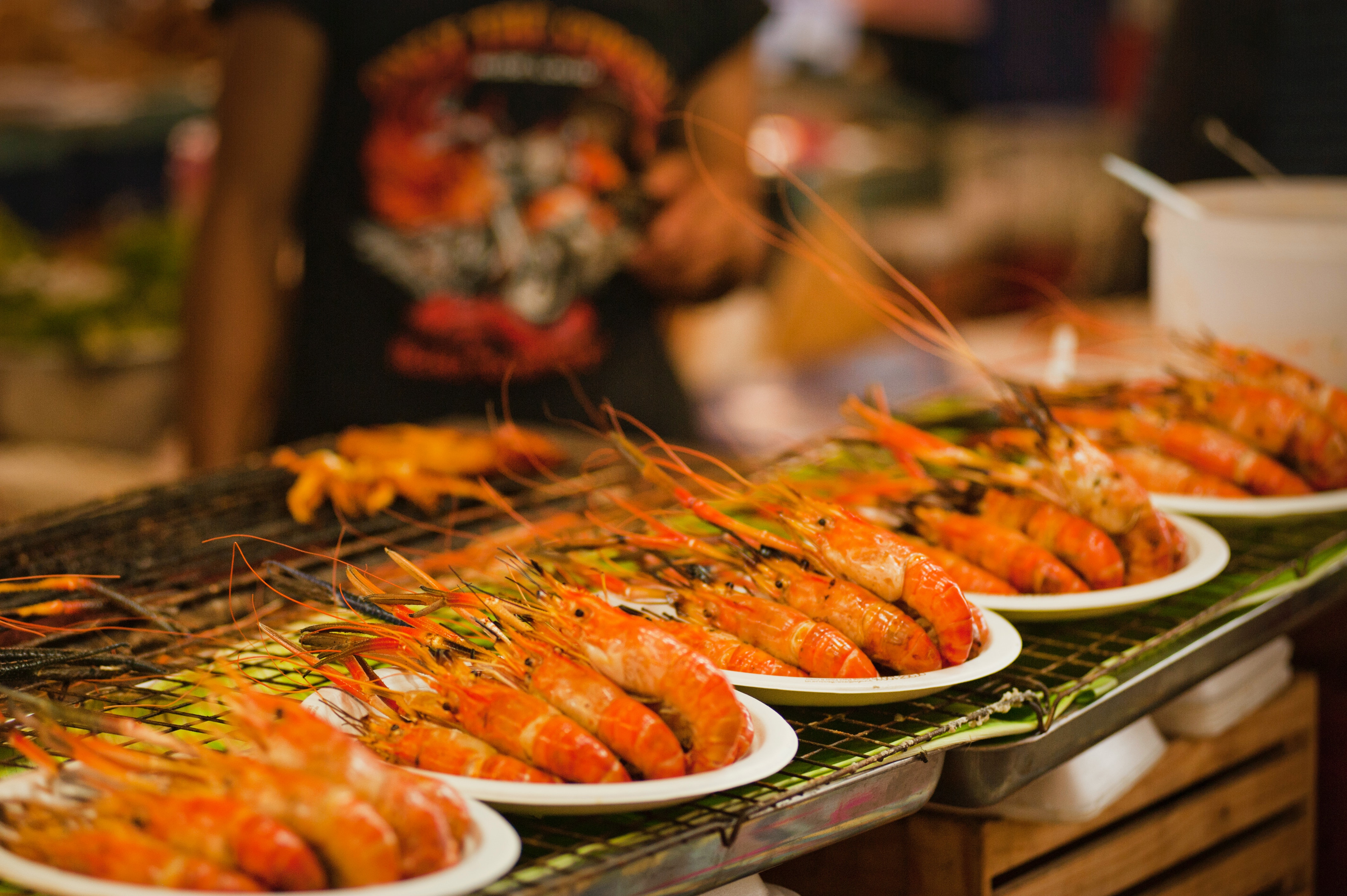 Grilled shrimp on plates