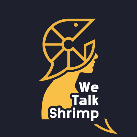 A person silhouette composed with GSF 2026 symbol and "We Talk Shrimp" typography
