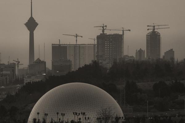 Tehran city landscape in black and white