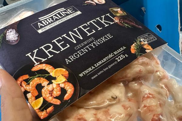 Value-added shrimp in a Polish supermarket