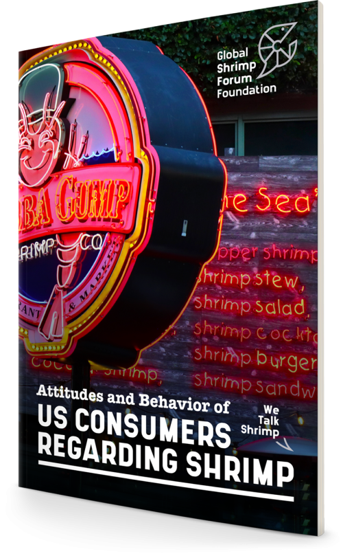 The cover of Attitudes and Behavior of US Consumers Regarding Shrimp report
