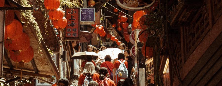 Crowds of people in China