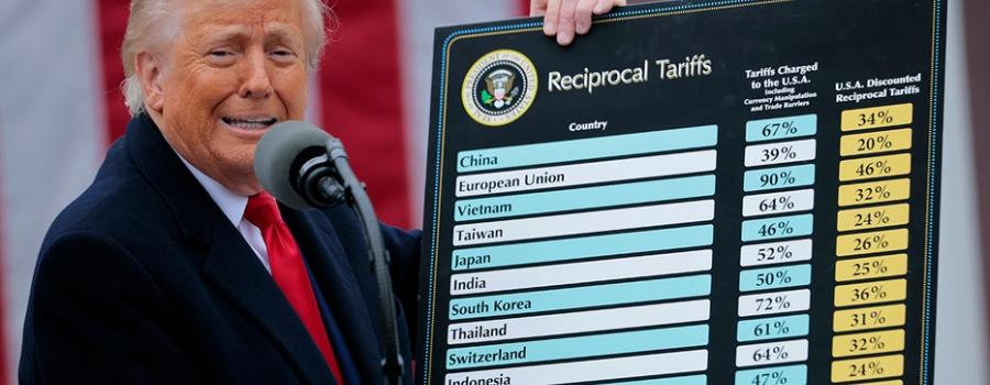 Donald J. Trump presenting tariffs