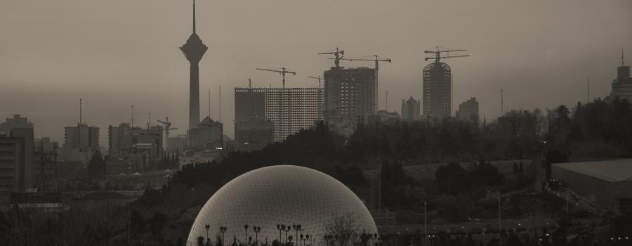 Tehran city landscape in black and white