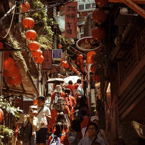 Crowds of people in China