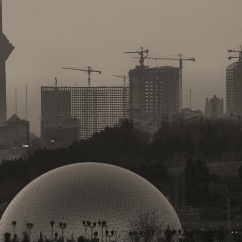 Tehran city landscape in black and white