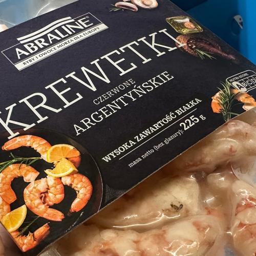 Value-added shrimp in a Polish supermarket